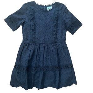 Sunday Mi Amor REVOLVE Lace Eyelet Crewneck Black Ruffle Short Lined Dress